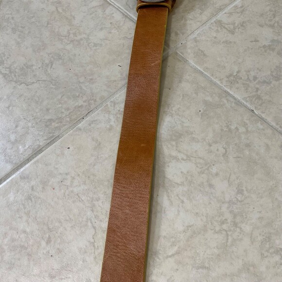 Vintage Y2K Brown Leather Belt with Statement Teal Rhinestone Buckle Gap Medium - Picture 7 of 7